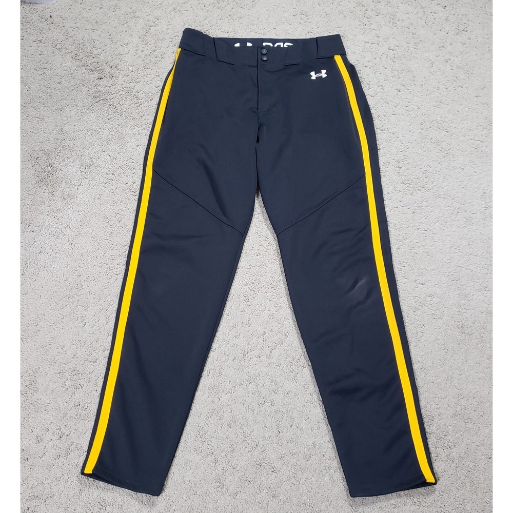 Under Armour Baseball Pants Mens Large Black Gold Piped Stripe Softball League